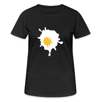 Ein Spiegelei - V2 - Frauen T-Shirt atmungsaktiv - Schwarz - Vorne - AI Model Female 172 light (172cm)