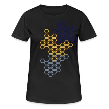 Sechseck Hexagon Muster Sportlich Modern Kunst - Frauen T-Shirt atmungsaktiv - Schwarz - Vorne - AI Model Female 172 light (172cm)