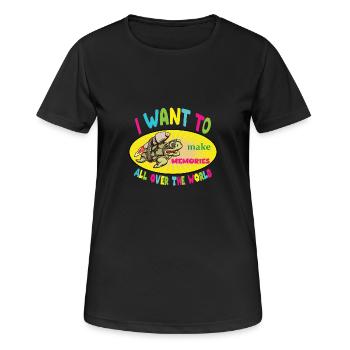 I want to make memories all over the world - Frauen T-Shirt atmungsaktiv - Schwarz - Vorne - AI Model Female 172 light (172cm)