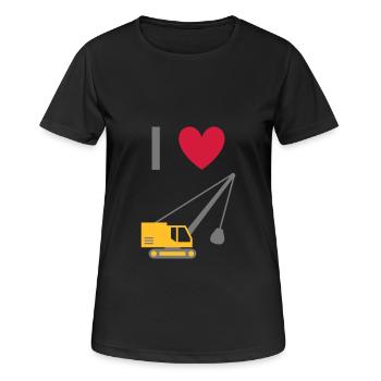 ★ Design colors can be changed ★ I love dragline excavators - Women's Breathable T-Shirt - black - Front - AI Model Female 172 light (172cm)