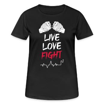 Live Love Fight - Frauen T-Shirt atmungsaktiv - Schwarz - Vorne - AI Model Female 172 light (172cm)
