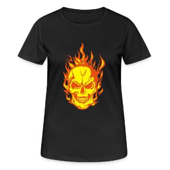 head of death flame flame fire skull - Women's Breathable T-Shirt - black - Front - AI Model Female 172 light (172cm)