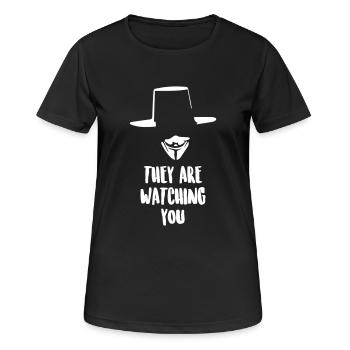 They Are Watching You Anonymous - Women's Breathable T-Shirt - black - Front - AI Model Female 172 light (172cm)