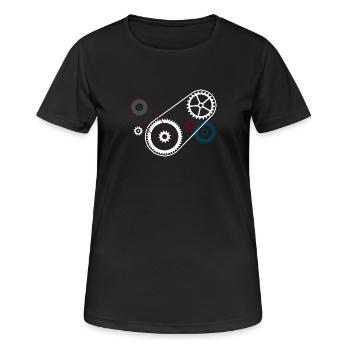 Zahnräder Getriebe Motorblock - Frauen T-Shirt atmungsaktiv - Schwarz - Vorne - AI Model Female 172 light (172cm)