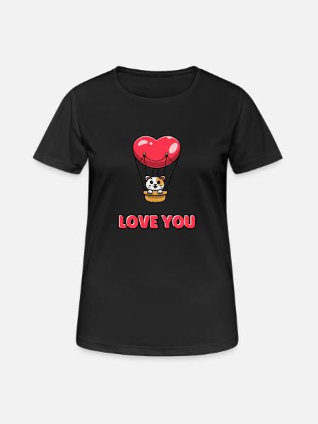 Love You Hot Air Balloon - Women's Breathable T-Shirt - black