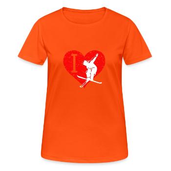 I Love Freestyle Ski 2 - Frauen T-Shirt atmungsaktiv - Neonorange - Vorne - AI Model Female 172 dark (172cm)