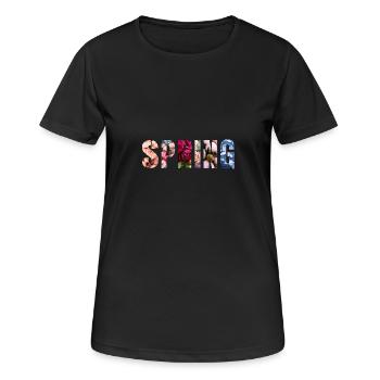 Spring - Frühlingsdesign - Frauen T-Shirt atmungsaktiv - Schwarz - Vorne - AI Model Female 172 light (172cm)