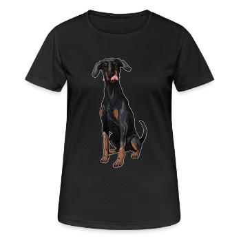 Dobermann - Frauen T-Shirt atmungsaktiv - Schwarz - Vorne - AI Model Female 172 light (172cm)