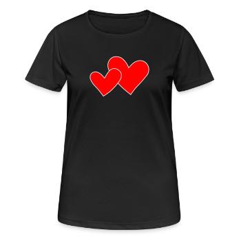 Zwei Herzen mit Farbwahl als Liebeserklärung - Frauen T-Shirt atmungsaktiv - Schwarz - Vorne - AI Model Female 172 light (172cm)