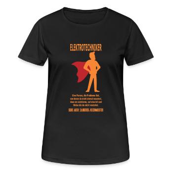 ELEKTROTECHNIKER - Frauen T-Shirt atmungsaktiv - Schwarz - Vorne - AI Model Female 172 light (172cm)