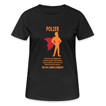 POLIER - Frauen T-Shirt atmungsaktiv - Schwarz - Vorne - AI Model Female 172 light (172cm)