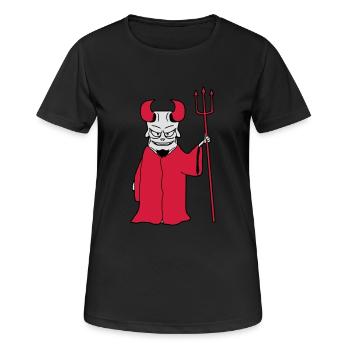 Herr Unterwelt Mantel Dreizack Böse Satan Grinsen - Frauen T-Shirt atmungsaktiv - Schwarz - Vorne - AI Model Female 172 light (172cm)