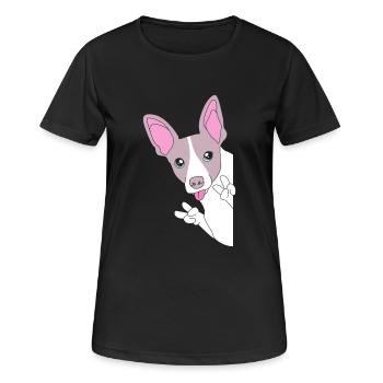 Rat Terrier - Frauen T-Shirt atmungsaktiv - Schwarz - Vorne - AI Model Female 172 light (172cm)