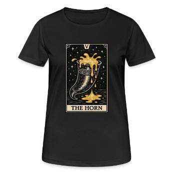 The Horn – Mead Tarot Drinking Ritual Card - Women's Breathable T-Shirt - black - Front - AI Model Female 172 light (172cm)