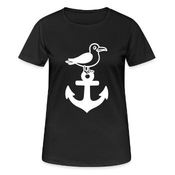 Anker Möwe Hafen - Frauen T-Shirt atmungsaktiv - Schwarz - Vorne - AI Model Female 172 light (172cm)
