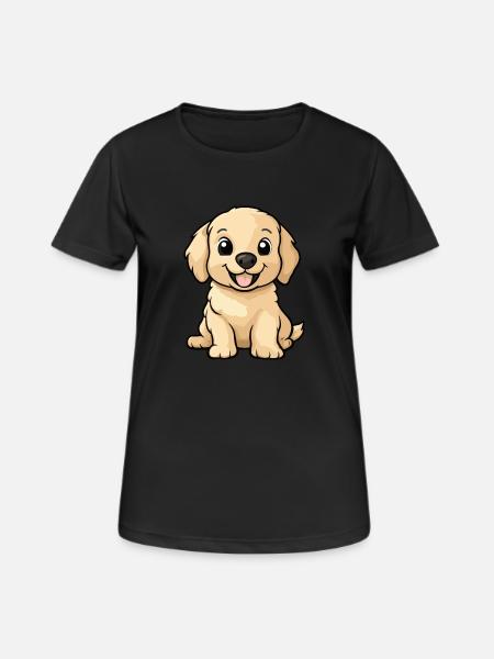 Golden Retriever Chien Mignon - T-shirt respirant Femme - noir