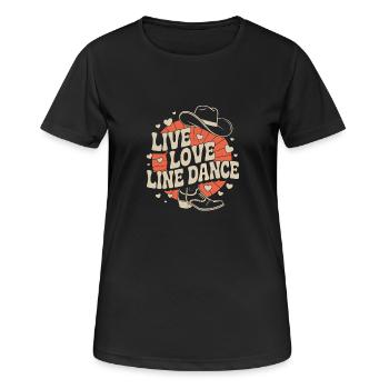 Live Love Line Dance Linedance Spass am Tanzen - Frauen T-Shirt atmungsaktiv - Schwarz - Vorne - AI Model Female 172 light (172cm)