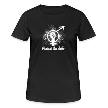 LGBT, protéger les poupées, blanc, graffiti - T-shirt respirant Femme - noir - Devant - AI Model Female 172 light (172cm)
