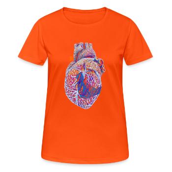 herz 77 anatomisch herzlich heart - Frauen T-Shirt atmungsaktiv - Neonorange - Vorne - AI Model Female 172 dark (172cm)