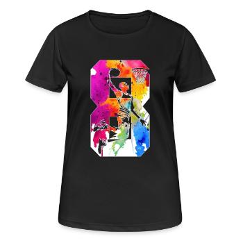 8E ANNIVERSAIRE BASKET-BALL NUMÉRO 8 - T-shirt respirant Femme - noir - Devant - AI Model Female 172 light (172cm)