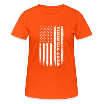 Flagge USA West Virginia Bundesstaat Geschenk - Frauen T-Shirt atmungsaktiv - Neonorange - Vorne - AI Model Female 172 dark (172cm)
