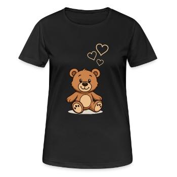 teddybaer comic love - Frauen T-Shirt atmungsaktiv - Schwarz - Vorne - AI Model Female 172 light (172cm)