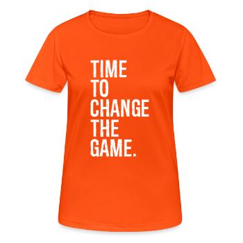 Il est temps de changer la donne - T-shirt respirant Femme - orange néon - Devant - AI Model Female 172 dark (172cm)