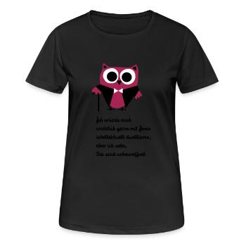 Chouette, satire, disant: «Intellectuellement - T-shirt respirant Femme - noir - Devant - AI Model Female 172 light (172cm)