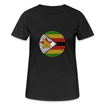 Zimbabwe Zimbabwe Great Zimbabwe Love Heart Mandala - T-shirt respirant Femme - noir - Devant - AI Model Female 172 light (172cm)