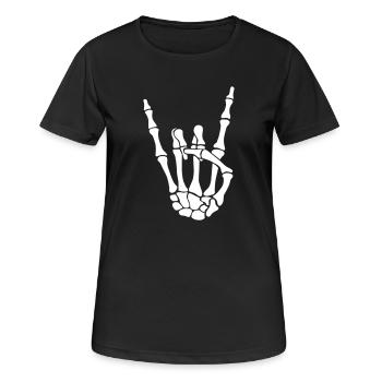 knochen pommesgabel - skull rock hand - Frauen T-Shirt atmungsaktiv - Schwarz - Vorne - AI Model Female 172 light (172cm)