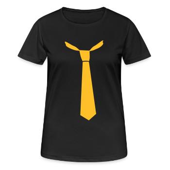 Krawatte - Frauen T-Shirt atmungsaktiv - Schwarz - Vorne - AI Model Female 172 light (172cm)