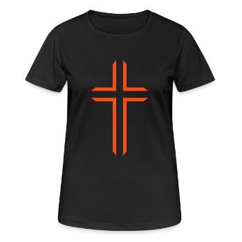 kreuz - Frauen T-Shirt atmungsaktiv - Schwarz - Vorne - AI Model Female 172 light (172cm)