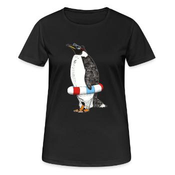 PINGUIN WARTET SOMMER - Frauen T-Shirt atmungsaktiv - Schwarz - Vorne - AI Model Female 172 light (172cm)