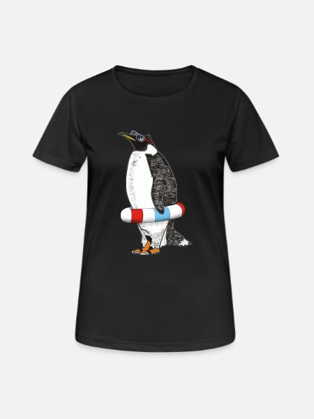PENGUIN WAITS FOR SUMMER - Women's Breathable T-Shirt - black