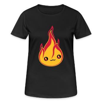 gesicht suess niedlich klein comic cartoon feuer f - Frauen T-Shirt atmungsaktiv - Schwarz - Vorne - AI Model Female 172 light (172cm)