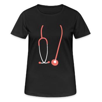 stethoskop arzt systemrelevant coronaheld corona - Frauen T-Shirt atmungsaktiv - Schwarz - Vorne - AI Model Female 172 light (172cm)