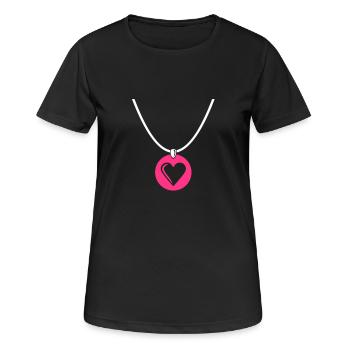 Collier - Coeur - T-shirt respirant Femme - noir - Devant - AI Model Female 172 light (172cm)