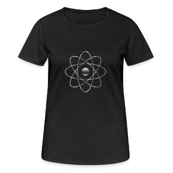 Atom - Frauen T-Shirt atmungsaktiv - Schwarz - Vorne - AI Model Female 172 light (172cm)