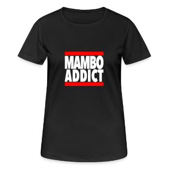 Mambo Addict - Salsa Dance Shirt - Frauen T-Shirt atmungsaktiv - Schwarz - Vorne - AI Model Female 172 light (172cm)
