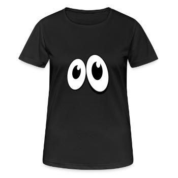 Augen Comic-Style (1c) - Frauen T-Shirt atmungsaktiv - Schwarz - Vorne - AI Model Female 172 light (172cm)
