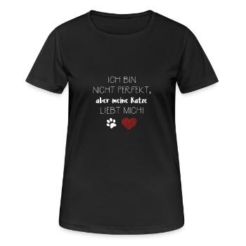Katze Katzen Kater Geschenk Liebe Siam Maine Coon - Frauen T-Shirt atmungsaktiv - Schwarz - Vorne - AI Model Female 172 light (172cm)