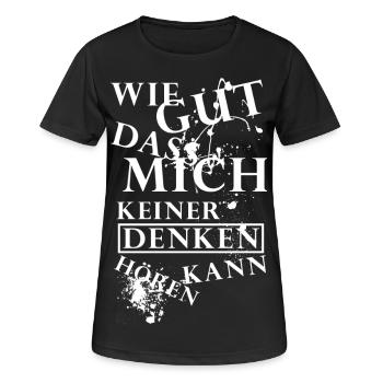 Wie gut dass mich keiner denken hoeren kann - V2 - Frauen T-Shirt atmungsaktiv - Schwarz - Vorne - AI Model Female 172 light (172cm)