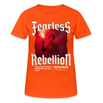 Trendig Rebell Streetwear Bengalo Pyro Streetwear - Frauen T-Shirt atmungsaktiv - Neonorange - Vorne - AI Model Female 172 dark (172cm)