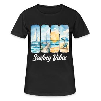 Découvrez l’atmosphère de la navigation en bord de mer - T-shirt respirant Femme - noir - Devant - AI Model Female 172 light (172cm)