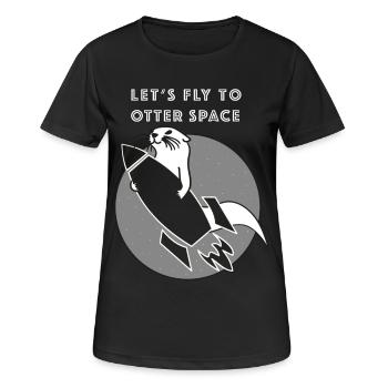 Volons DE L'ESPACE loutres ROCKET -Transparent - T-shirt respirant Femme - noir - Devant - AI Model Female 172 light (172cm)