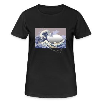 Hokusai rencontre Fibonacci - T-shirt respirant Femme - noir - Devant - AI Model Female 172 light (172cm)