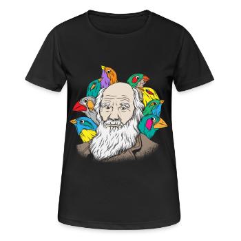 Charles Darwin Portrait Gift Evolution - T-shirt respirant Femme - noir - Devant - AI Model Female 172 light (172cm)