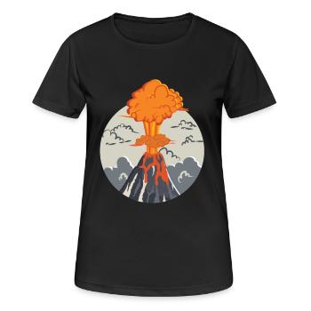 Ausbrechender Vulkan - Frauen T-Shirt atmungsaktiv - Schwarz - Vorne - AI Model Female 172 light (172cm)