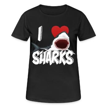Ich liebe Haie Nette Neuheit Woche der Shark Geschenkidee für Shark Lovers Epic Grafik Shark Jaws - Frauen T-Shirt atmungsaktiv - Schwarz - Vorne - AI Model Female 172 light (172cm)