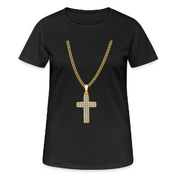 Collier Jésus Christ Croix Cadeau - T-shirt respirant Femme - noir - Devant - AI Model Female 172 light (172cm)